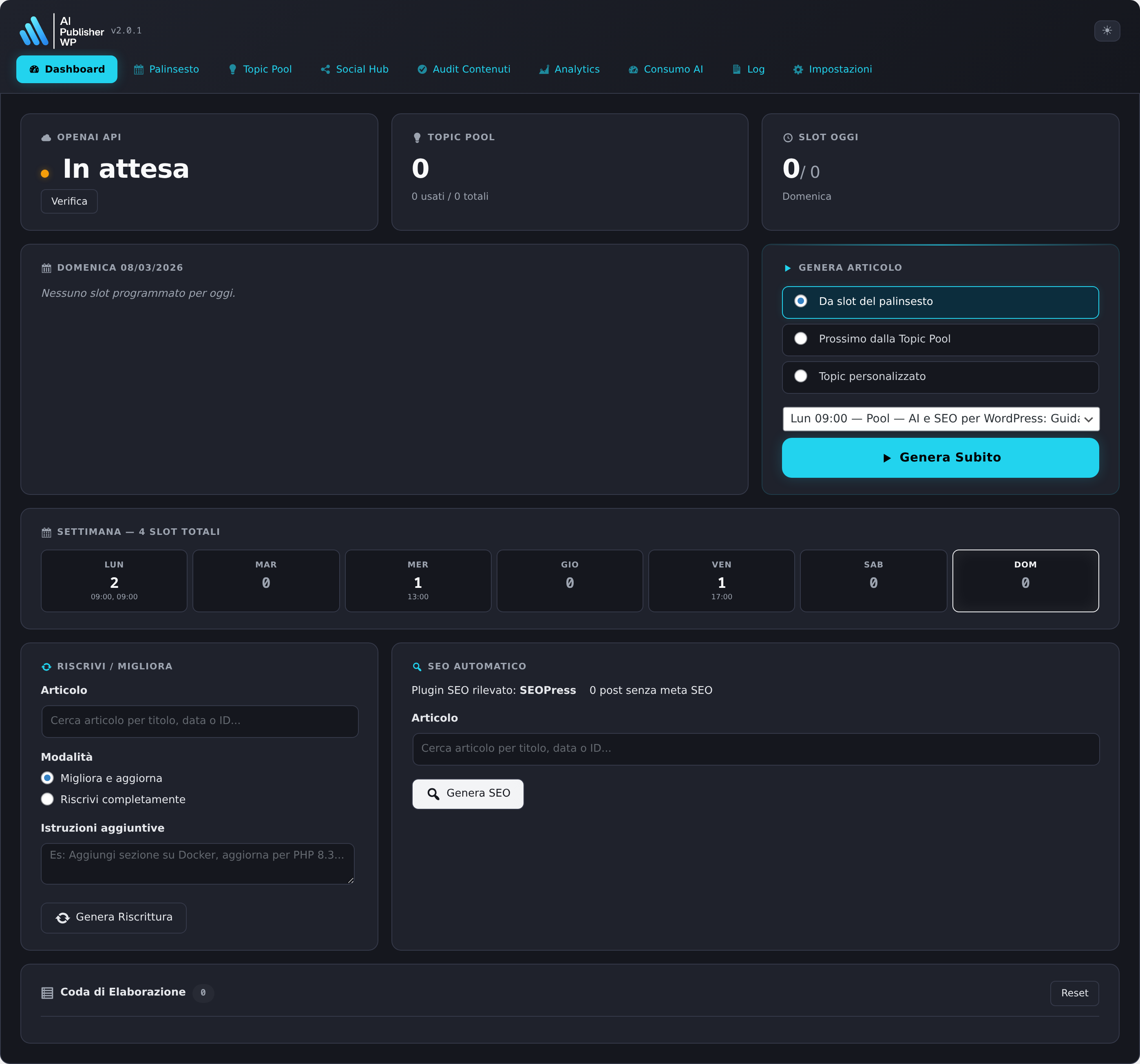 AI Publisher WP — Dashboard